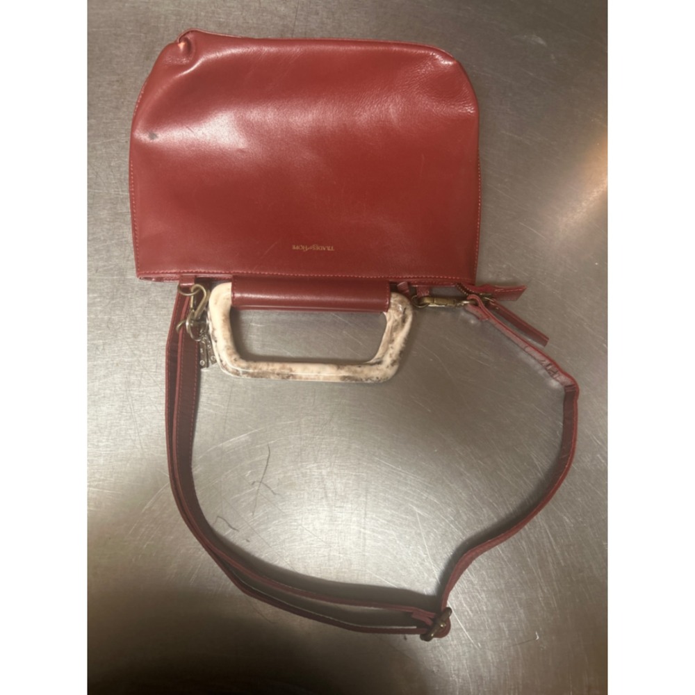 Trades of Hope Red Leather Crossbody Bag Marbled Resin Top Handle Satchel India